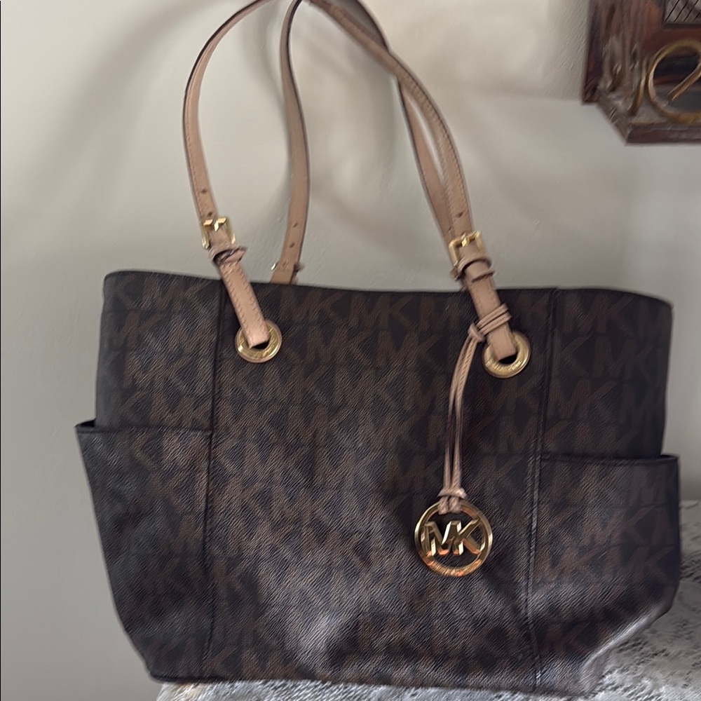 Michael Kors Brown Tote with Signature Monogram